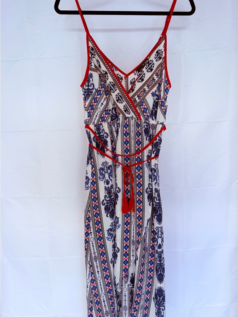 Red, white, and blue high-low dress